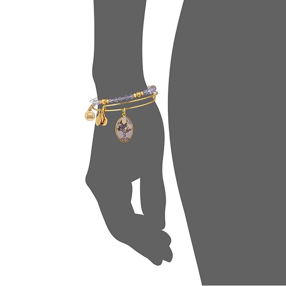 ALEX+ANI 2pc Bangle Set Swarovski Crystal Tree Of Life Shiny Gold - Picture 7 of 7